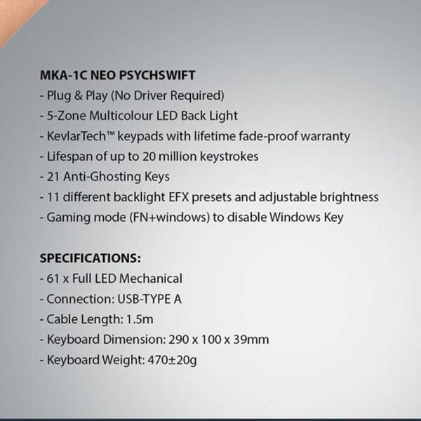 Armaggeddon MKA 1C NEO BLACK MECHANICAL KEYBOARD - Image 8
