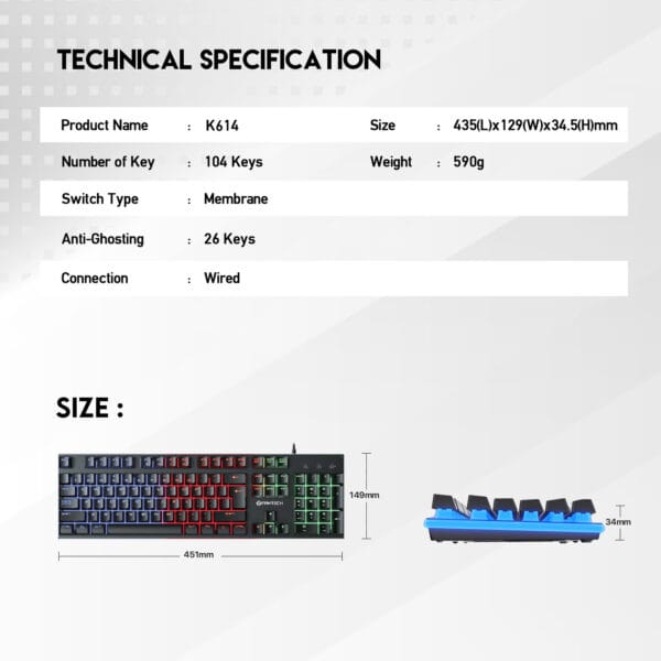 Fantech Fighter III K614L Gaming Keyboard - Image 6