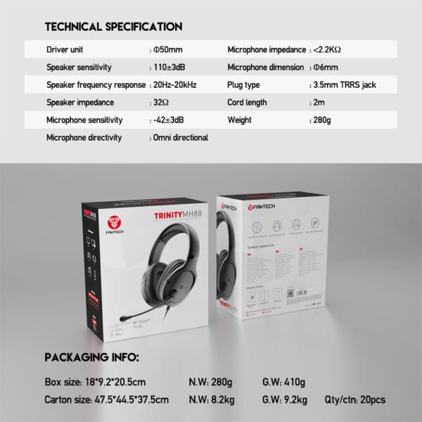 FANTECH TRINITY MH88 Gaming Headset - Image 4