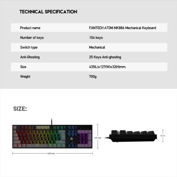Fantech MK886 V2 Mechanical Keyboard - Image 7