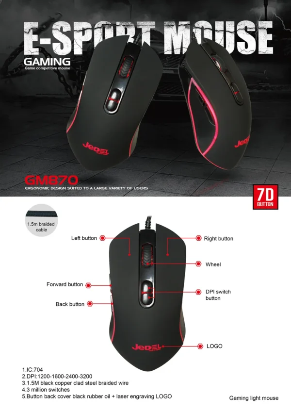 JEDEL GM870 RGB GAMING MOUSE - Image 2