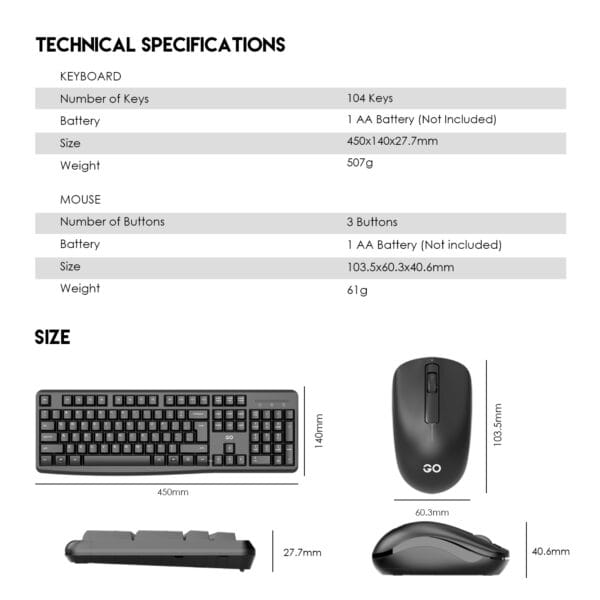 Fantech Go WK894 Wireless Combo Keyboard & Mouse - Image 8