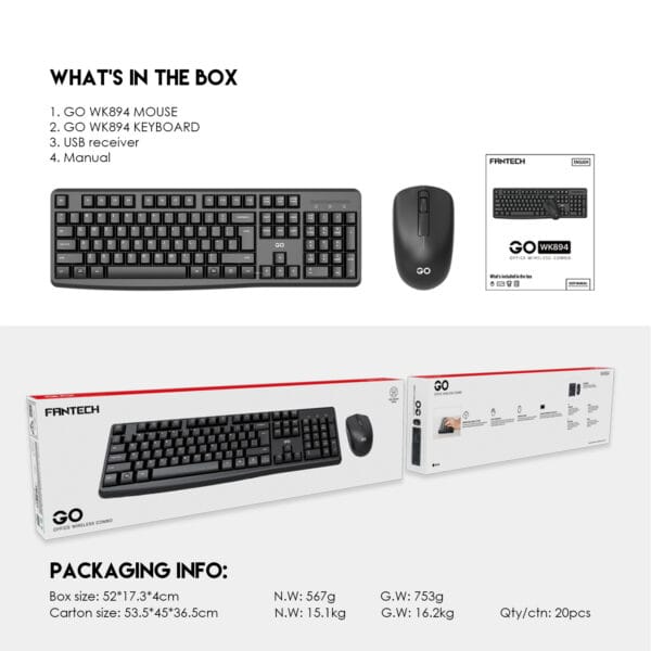 Fantech Go WK894 Wireless Combo Keyboard & Mouse - Image 7