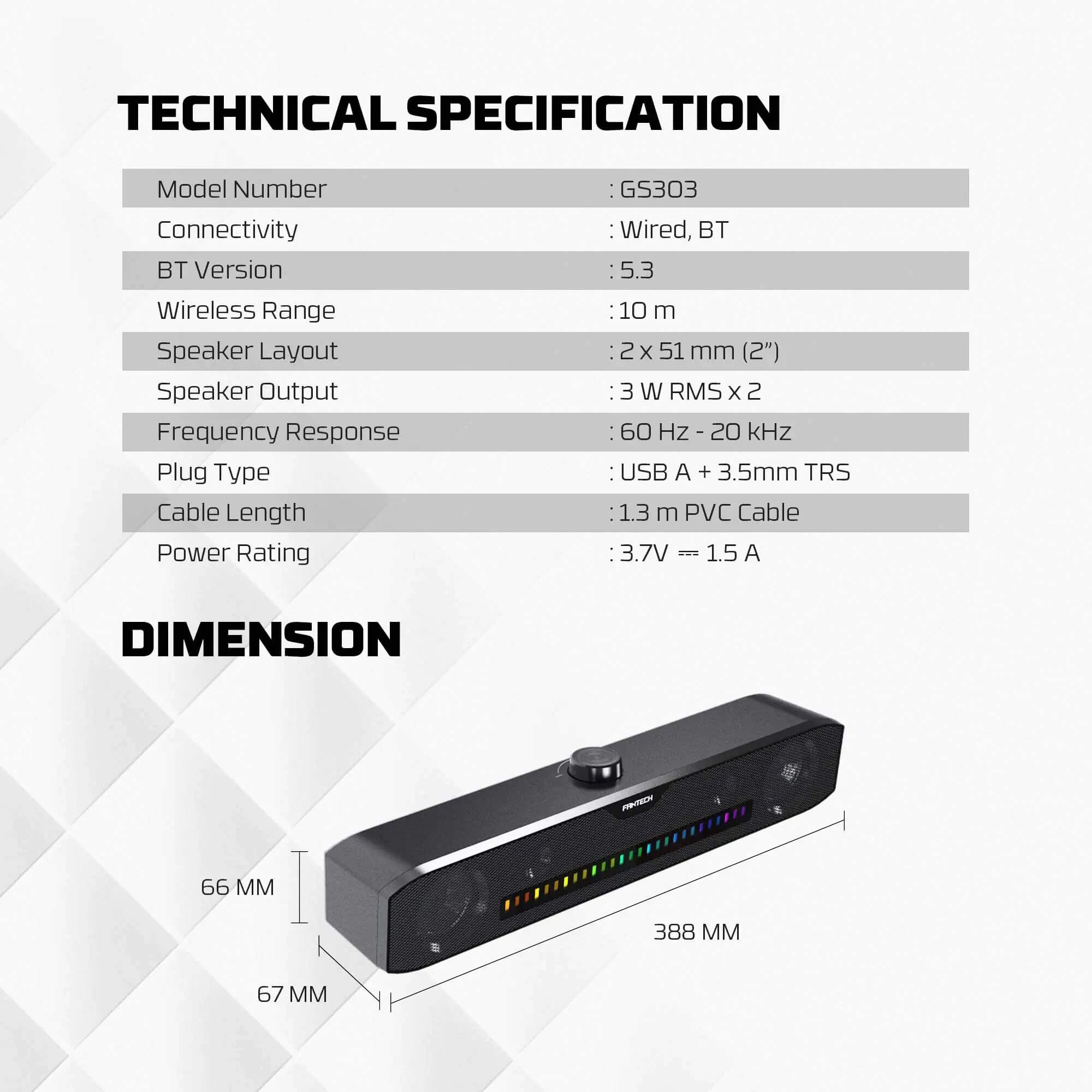 FANTECH GS303 GROOVE BAR GAMING SPEAKER - Image 5