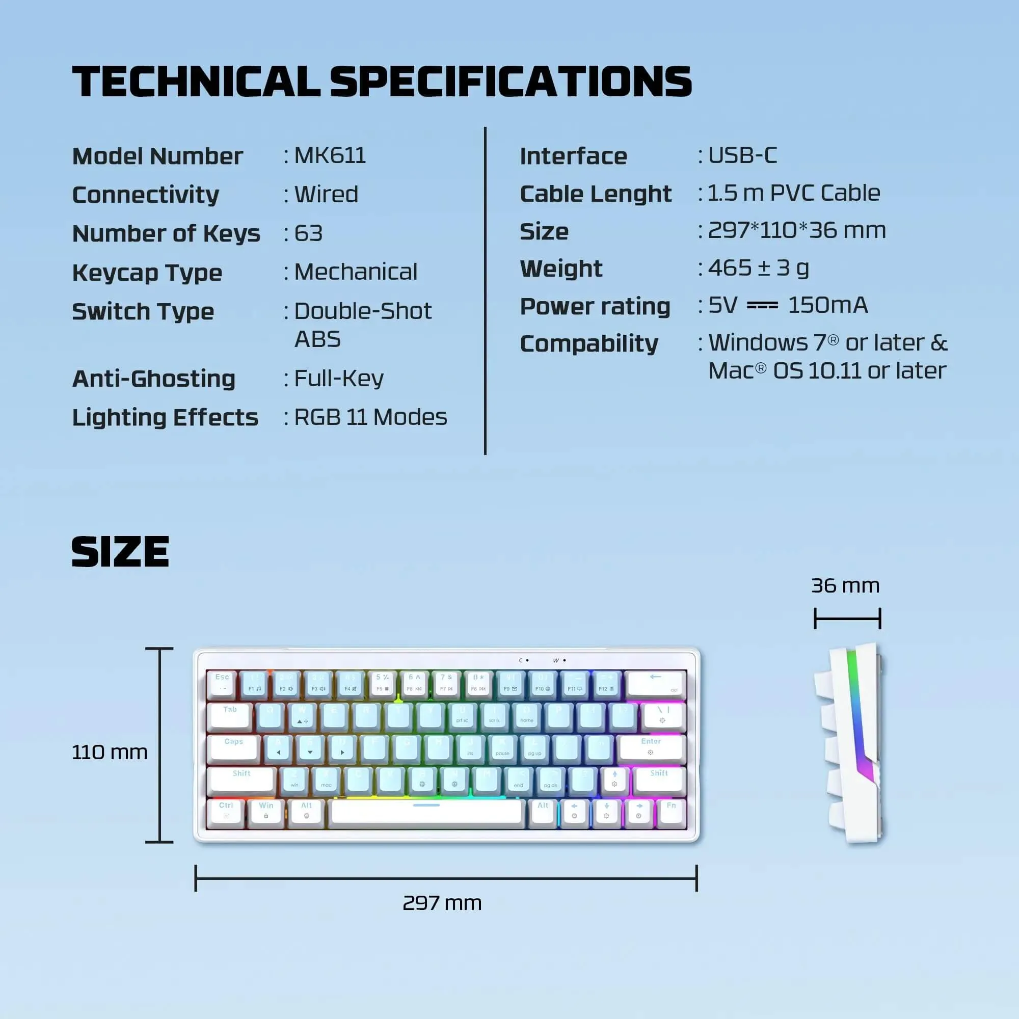 FANTECH MK611 Mechanical Gaming Keyboard - Image 4