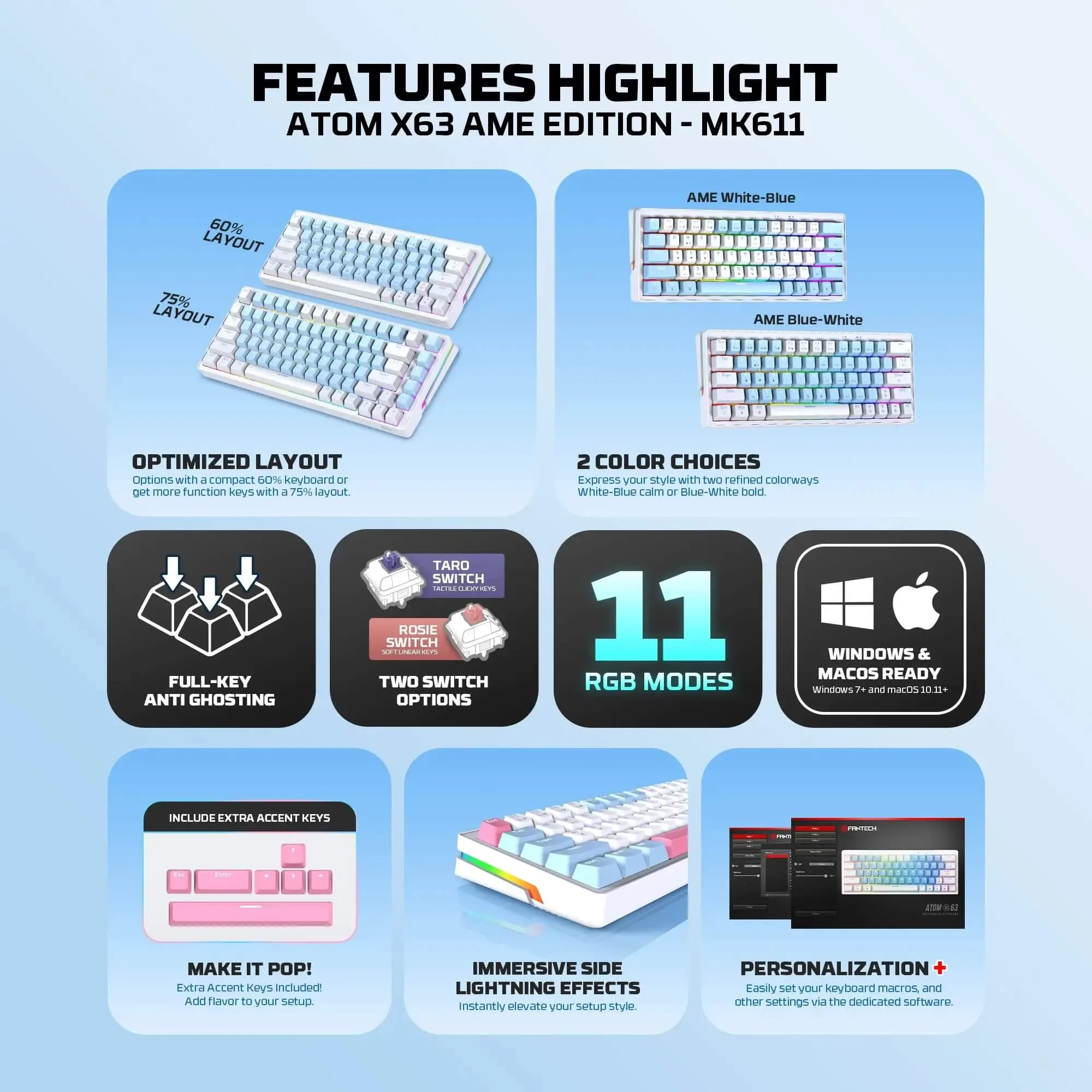 FANTECH MK611 Mechanical Gaming Keyboard - Image 6