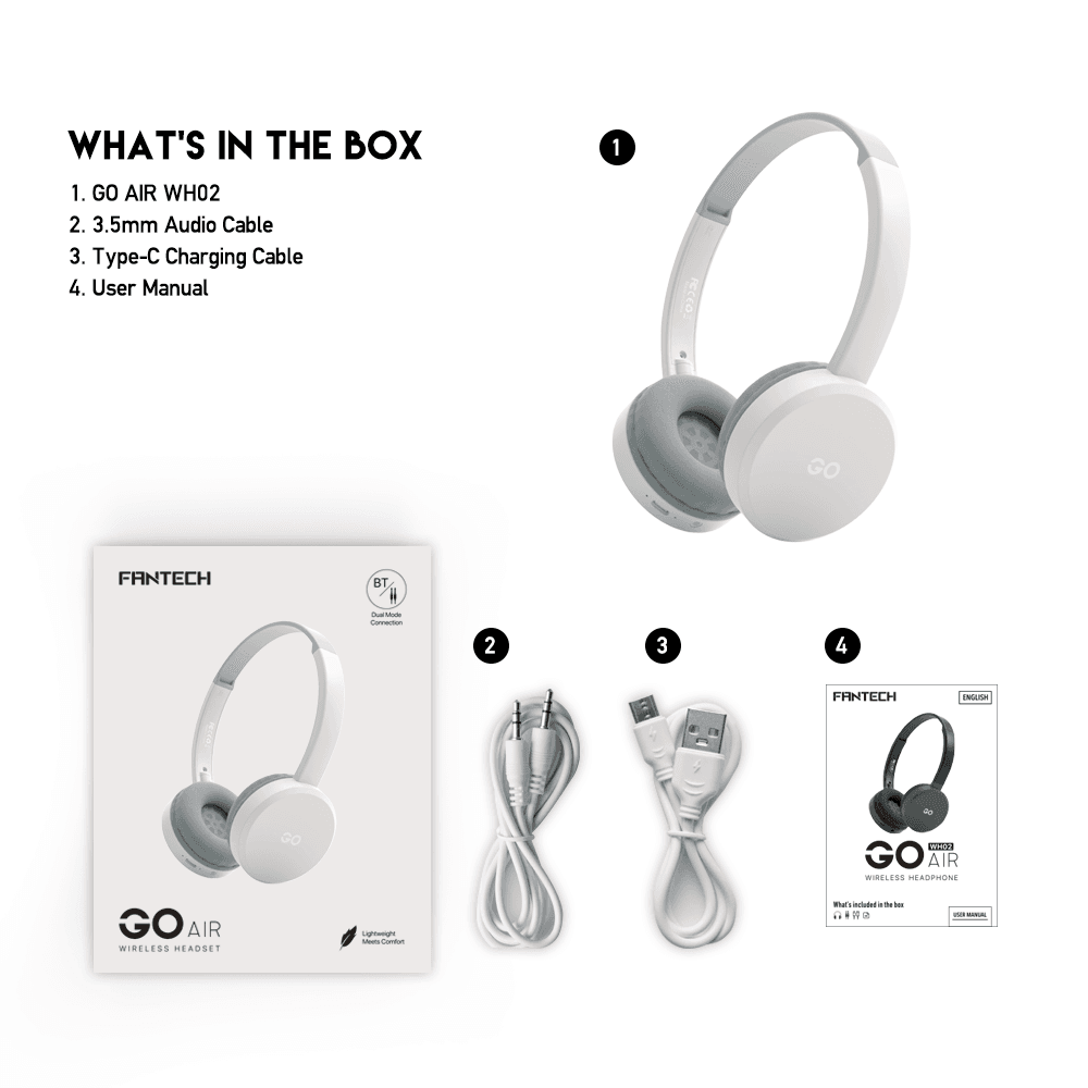 FANTECH WH02 GO AIR Bluetooth 5.0 Wireless Headphone - Image 5